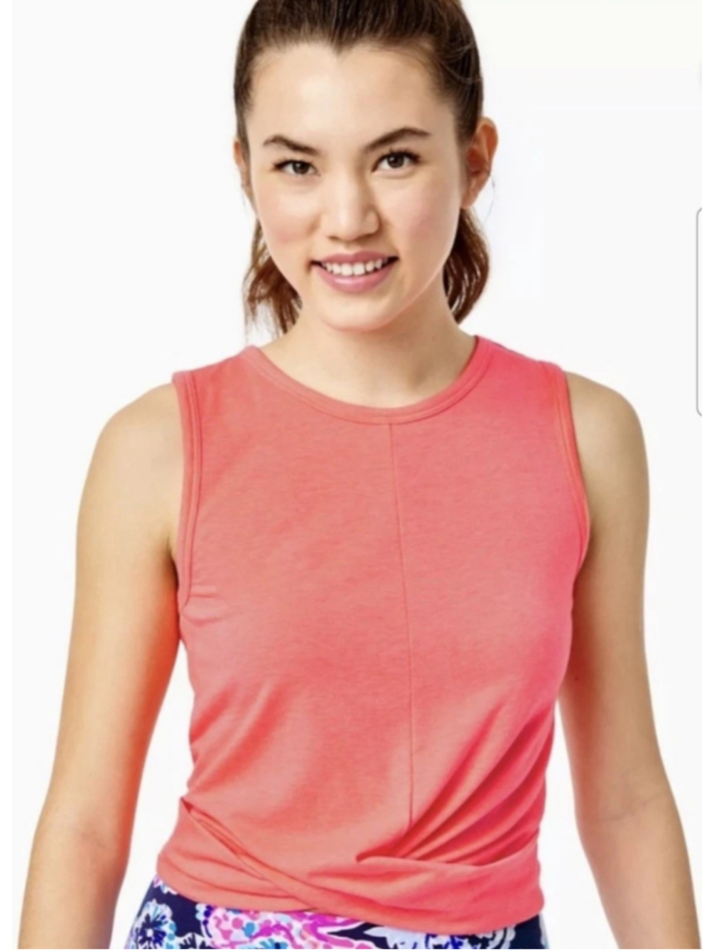 Lilly Pulitzer Greer Workout Lounge Crop Twist Front Tank Top Luxletic S
